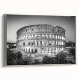 Framed canvas landscape art painting depicting a vintage Rome scenery in muted earth tones, ideal for office decor.
