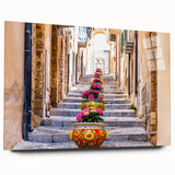 Large abstract wall art featuring a Sicilian landscape in muted earth tones on acrylic glass.