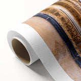 Art deco poster of Sicilian landscape in muted earth tones on rolled canvas, suitable for nursery wall art.