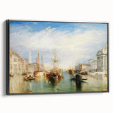 Black and white framed canvas of Venice landscape, featuring vintage poster art style, ideal for bedroom wall decor.