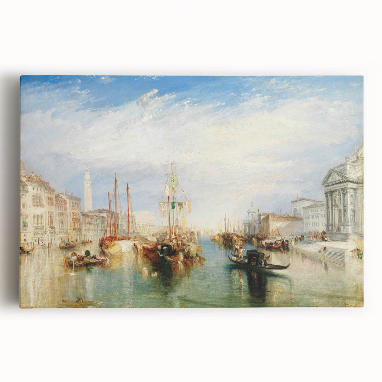 Black and white stretched canvas of Venice scenery, ideal for kitchen wall art or bedroom ambiance.