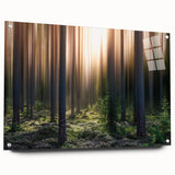 Acrylic print of a large abstract depiction of a European landscape in muted earth tones, ideal for dining room decor.