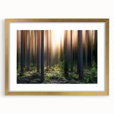 Abstract art print of a European scenery in Latvia, featuring muted earth tones on a framed gold mat.