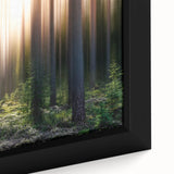 Extra large framed canvas featuring a textured depiction of a European scenery in black with colorful accents.