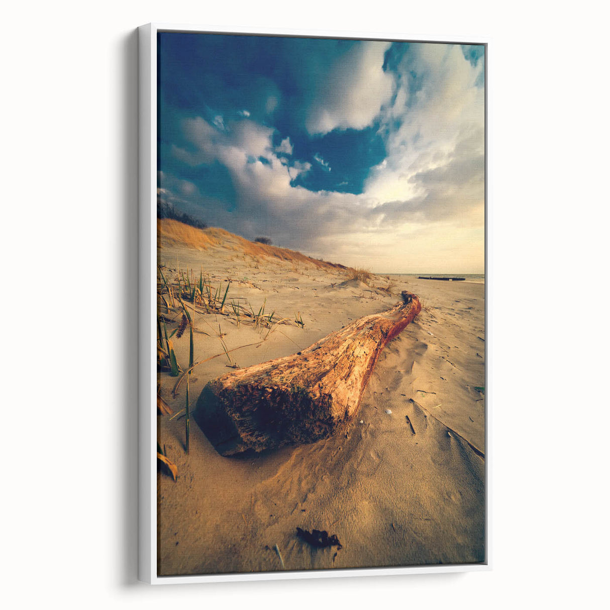Vintage poster art of a European Lithuanian scenery on a large framed canvas.