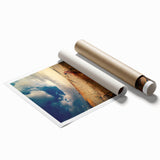 Extra large rolled print featuring a serene Lithuanian landscape with soft floral elements in pastel colors.