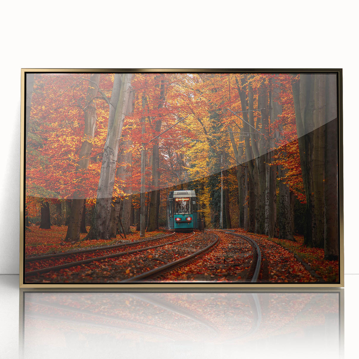 Art deco poster of a European cityscape in gold and black tones, framed acrylic, suitable for modern art wall decor.