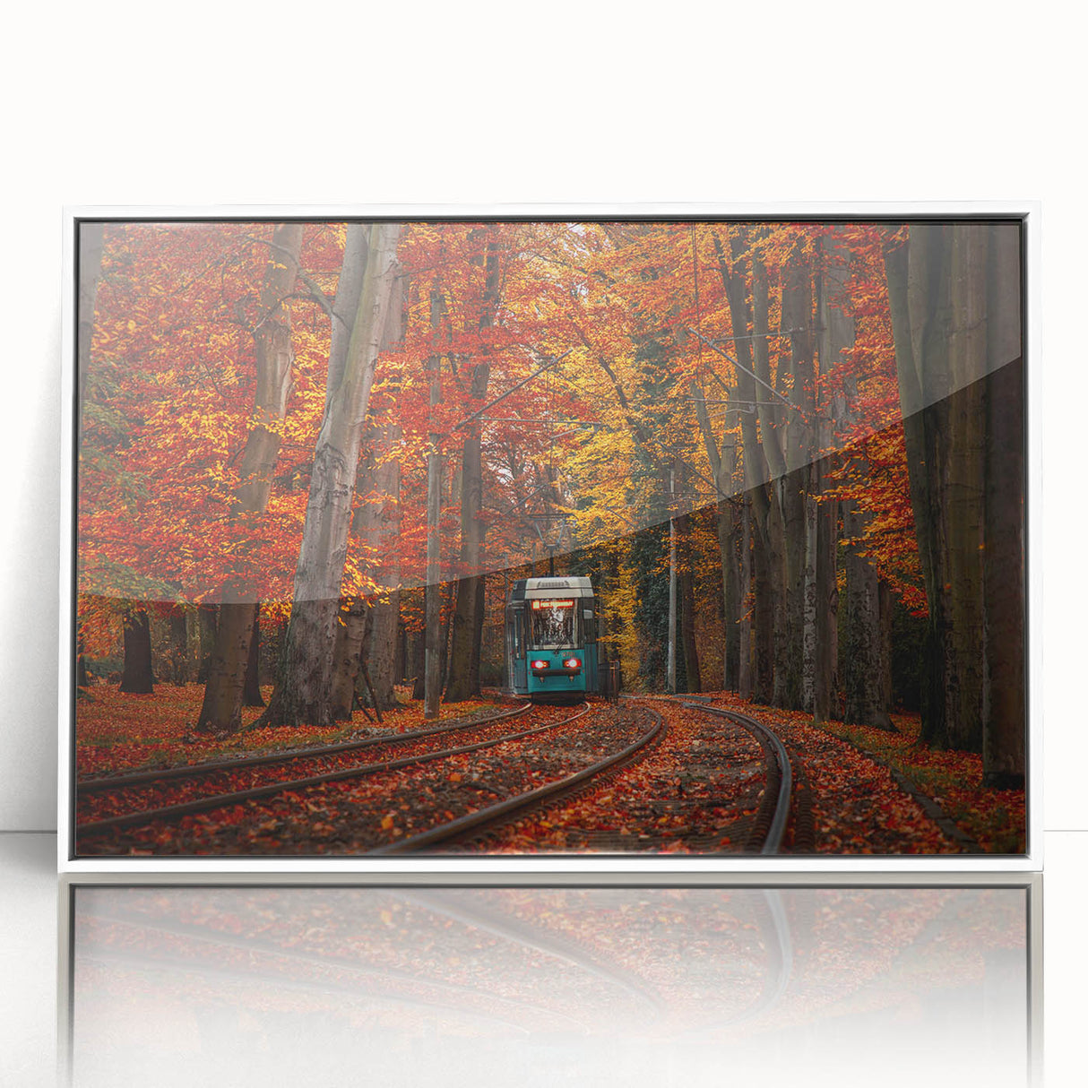 Mid-century modernist art depicting a European cityscape in muted colors on a framed acrylic, ideal for nursery wall art.