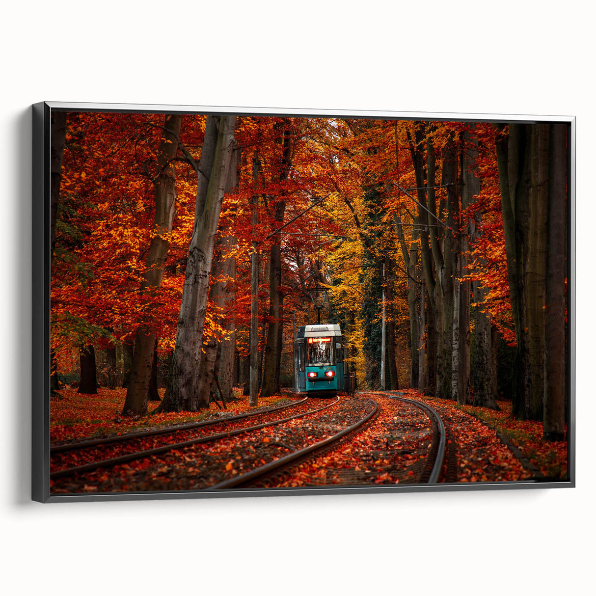 Black and white framed canvas depicting a vintage European landscape, ideal for bedroom wall decor.
