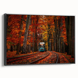 Black and white framed canvas depicting a vintage European landscape, ideal for bedroom wall decor.