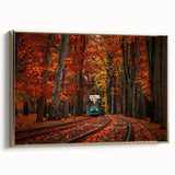 Framed canvas depicting a vintage-style landscape of a Polish scenery in muted gold and black tones.