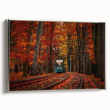 Framed canvas depicting a vintage-style Polish landscape in colorful art tones, ideal for living room decor.