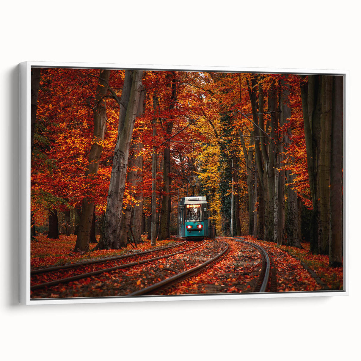 Vintage poster art of a colorful European scenery on extra large framed canvas, ideal for living room decor.