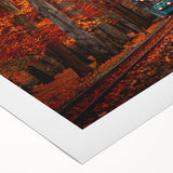 Art deco poster featuring a European cityscape in muted sepia tones, printed on rolled canvas.