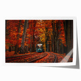 Extra large wall art featuring a scenic view of a Polish landscape on a rolled canvas, with muted earth tones.