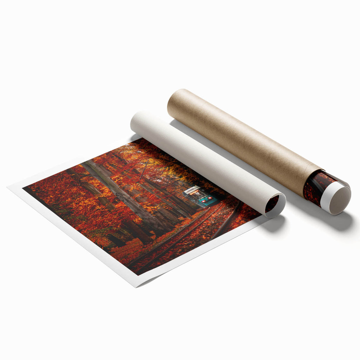 Extra large rolled print of a Polish landscape with vibrant greenery and floral elements, ideal for classy bathroom wall art.