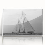 Mid-century modernist art depicting Barcelona skyline in muted blue tones on framed acrylic, suitable for nursery wall art.