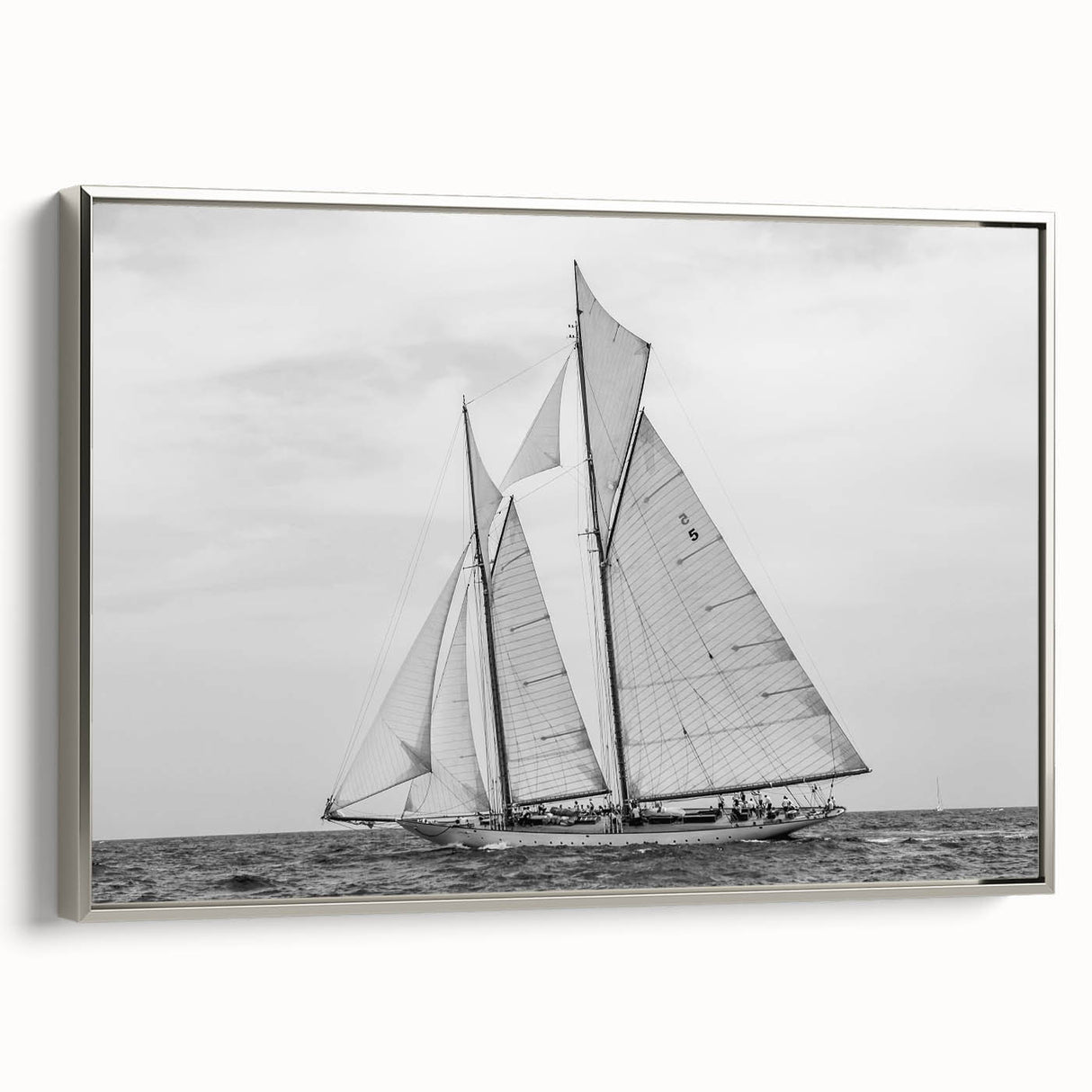 Framed canvas featuring a vintage-style landscape art painting of Barcelona with vibrant colors on a black background.