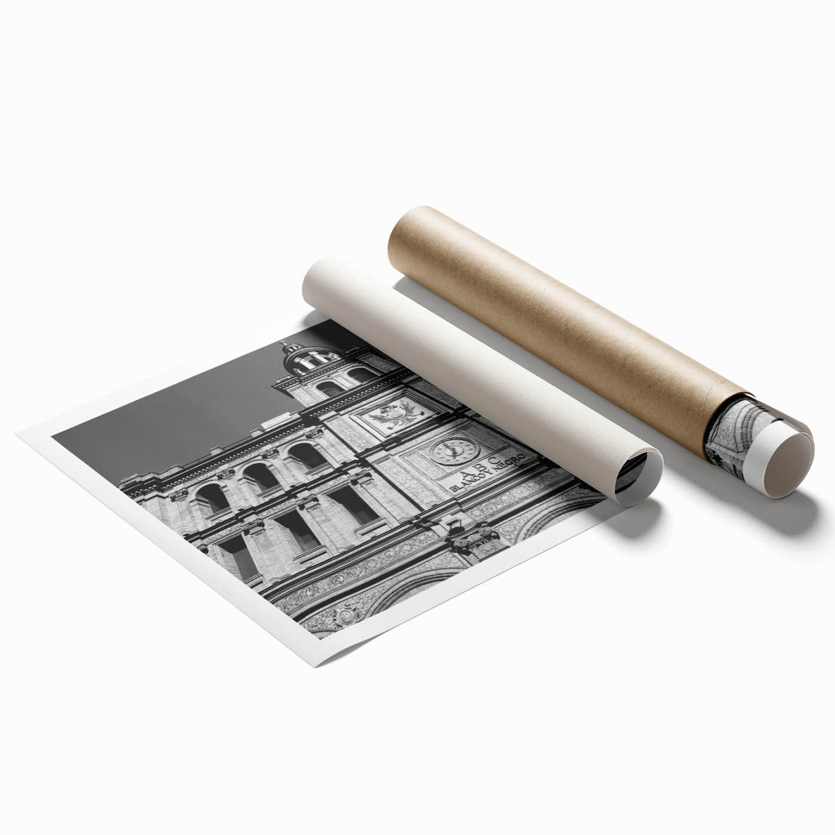 Extra large rolled print of Madrid with floral designs in muted tones, ideal for classy bathroom wall art.