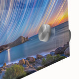 Large abstract wall art depicting Baja California scenery in vibrant hues on acrylic glass.