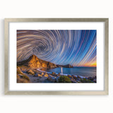 Abstract textured art print depicting the Baja California scenery in muted earth tones, framed in silver.