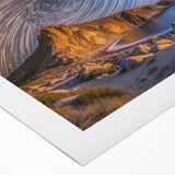 Art deco poster of Baja California scenery on rolled canvas, featuring muted earth tones, ideal for dining room wall art.
