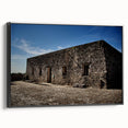 Black and white framed canvas depicting a vintage-style landscape of Quintana Roo, ideal for bedroom wall art.