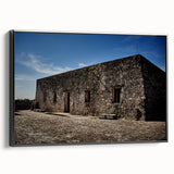 Black and white framed canvas depicting a vintage-style landscape of Quintana Roo, ideal for bedroom wall art.