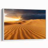 Vintage poster art of Dubai skyline in vibrant colors on a large framed canvas, ideal for living room decor.