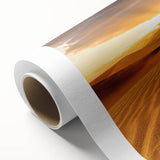 Art deco poster of Dubai skyline in muted gold and blue tones on rolled canvas, ideal for nursery wall art.