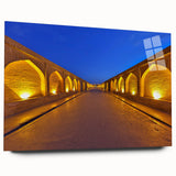 Large abstract wall art of a Middle-Eastern landscape in muted earth tones on acrylic glass.