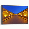 Black and white framed canvas of a vintage Middle Eastern landscape, ideal for bedroom wall art.