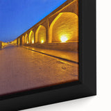 Extra large framed canvas featuring a textured, colorful depiction of a Middle Eastern scenery, ideal for living room decor.