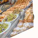 Large abstract depiction of Jerusalem in muted earth tones on acrylic glass.