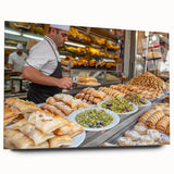 Acrylic print of Jerusalem skyline in muted earth tones, suitable for bedroom or dining room decor.