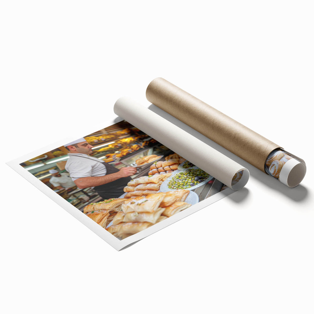 Extra large rolled print of Jerusalem scenery in muted earth tones, ideal for classy bathroom wall art.