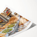 Extra large wall art featuring line art flowers over a Jerusalem scenery in muted earth tones.