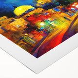 Art deco poster featuring a scenic Middle East Israel landscape on a rolled canvas, suitable for dining room wall art.