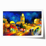 Extra large rolled print featuring a Middle Eastern scenery with vibrant floral elements, ideal for dining room wall art.