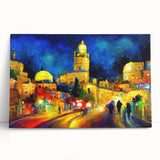 Black and white stretched canvas of Middle Eastern scenery, suitable as large kitchen wall art or bedroom decor.