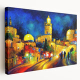 Large canvas print depicting a Middle Eastern scenery with muted earth tones, ideal for kitchen wall art.