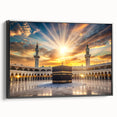 Framed canvas featuring a black and white vintage poster art of a Saudi Arabian landscape, ideal for bedroom wall decor.