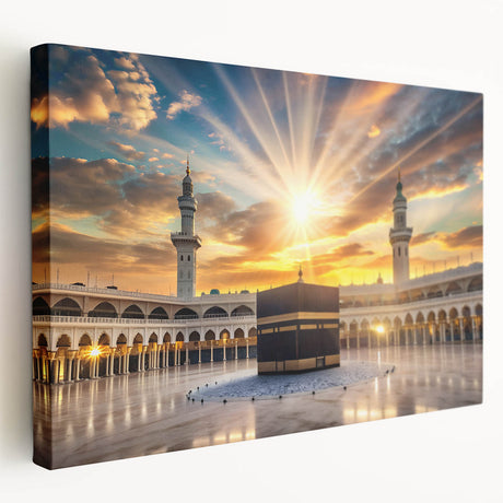 Large canvas print depicting a desert scene in Saudi Arabia with muted earth tones, ideal for kitchen wall art.