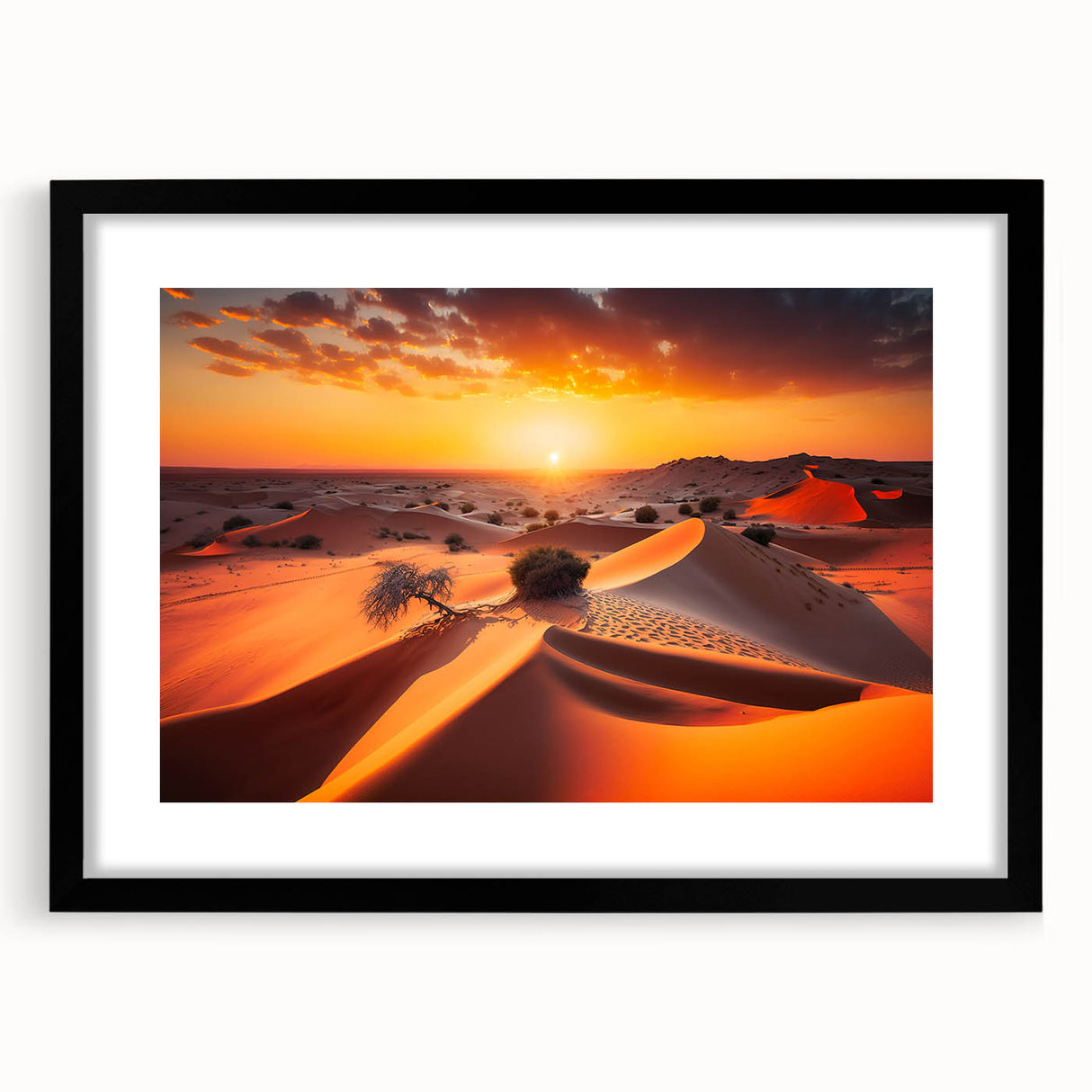 Extra large abstract art print of Abu Dhabi scenery in vibrant colors on a black framed canvas, ideal for living room decor.