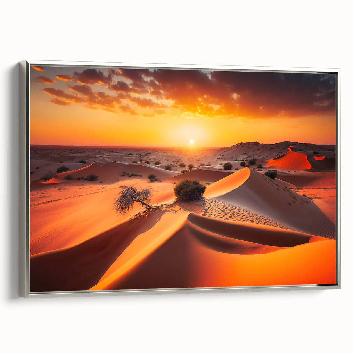 Framed canvas featuring a vintage-style landscape art painting of Abu Dhabi.