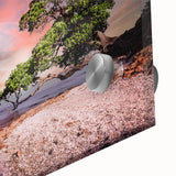 Large abstract wall art depicting Auckland's skyline in muted earth tones on acrylic glass.