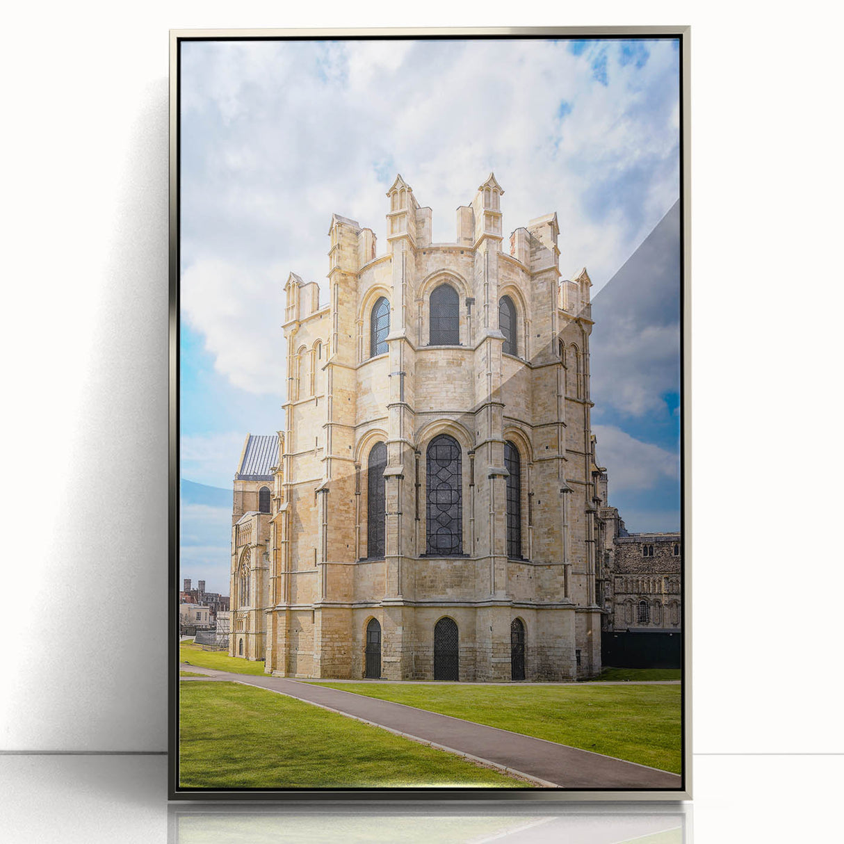 Mid-century modernist art depicting Canterbury, New Zealand in muted earth tones on a framed acrylic print.