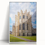 Acrylic print of a serene Canterbury, New Zealand landscape in soft blue and green tones, ideal for modern nursery wall art.