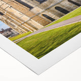 Art deco poster of Canterbury, New Zealand landscape in muted greens and blues on rolled canvas.