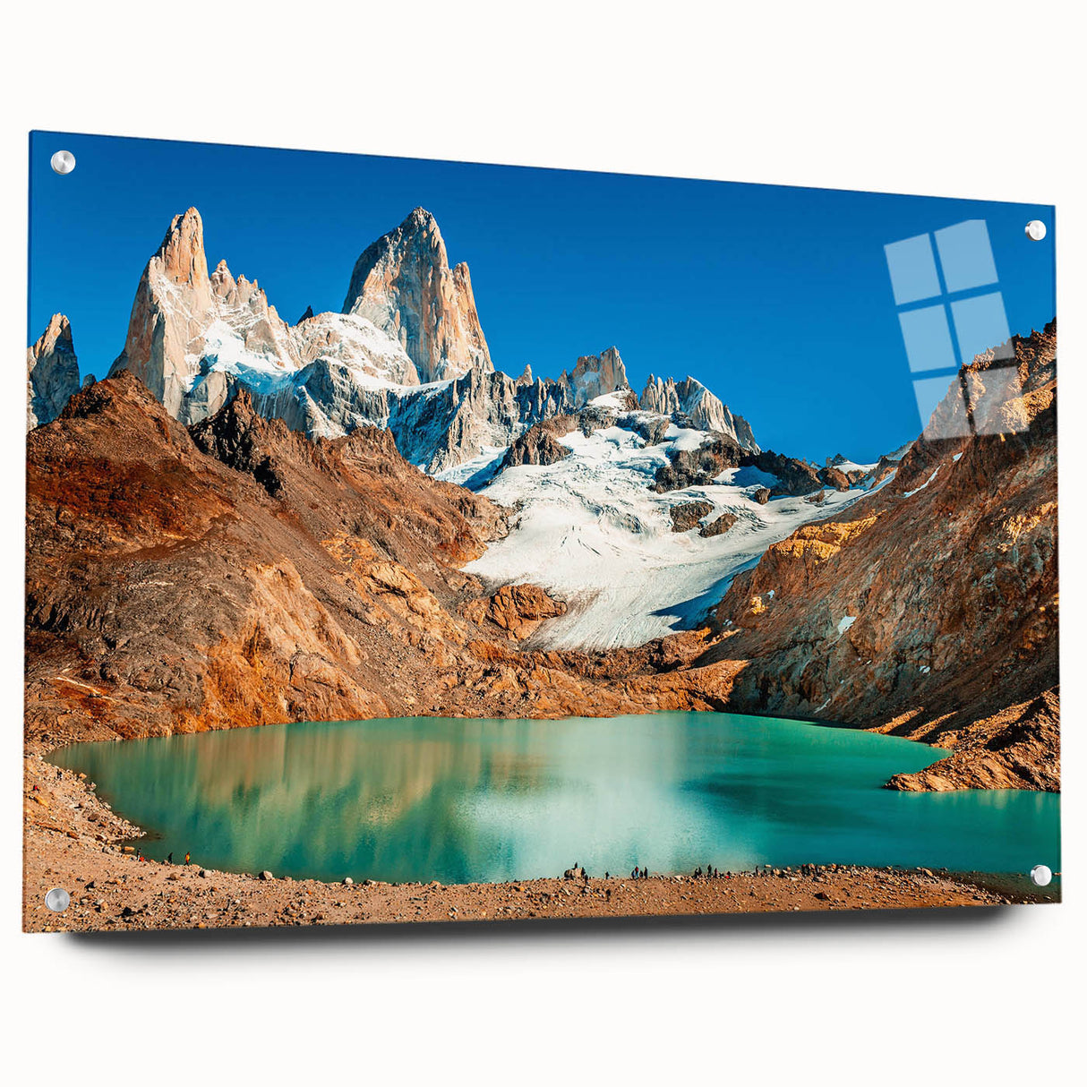 Acrylic print of a large abstract depiction of an Argentine landscape in earthy tones.
